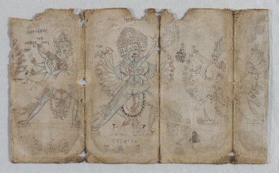 Ikonographische Zeichnungen: Chakrashamvara mit Vajravarahi, Hevajra mit Nairatmya, und Yamantaka (verso) von Unknown artist