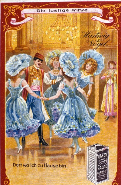 Illustration zur „Lustigen Witwe“ von Franz Lehar, ungarischer Komponist (1870-1948). Akt II. Chromolithographie des späten 20. Jahrhunderts. von Unknown artist