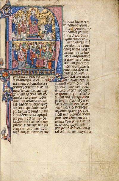 Initiale N: Vidal de Canellas bietet seinen Text König James an von Unknown artist