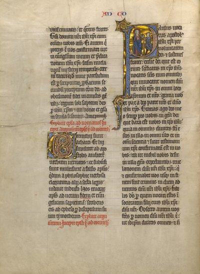 Initiale P: Sankt Paul übergibt einem Boten ein Buch von Unknown artist