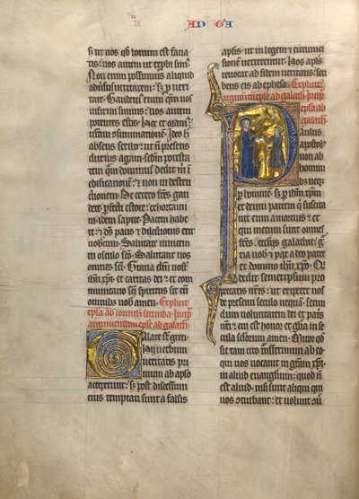 Initiale P: Heiliger Paulus übergibt einem Boten ein Buch von Unknown artist