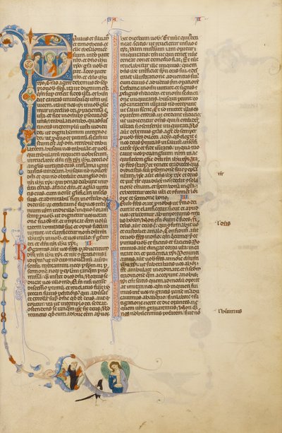 Initiale P: Heiliger Paulus mit einem Bischof und einem Boten von Unknown artist