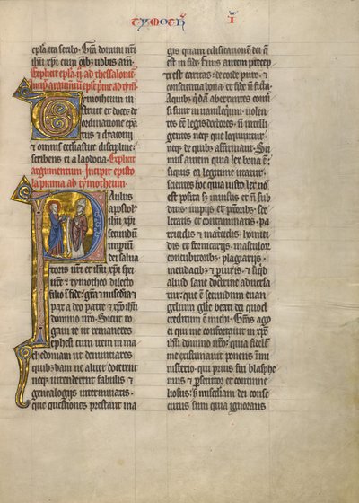 Initiale P: Heiliger Paulus mit einem Buch und einem Bischof von Unknown artist