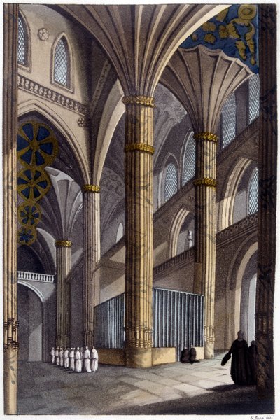 Innenraum der Kathedrale von Salamanca. Lithografie des 19. Jahrhunderts von Unknown artist