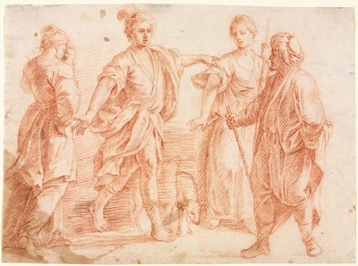 Jakob und Laban mit Rachel und Lea (recto) von Unknown artist
