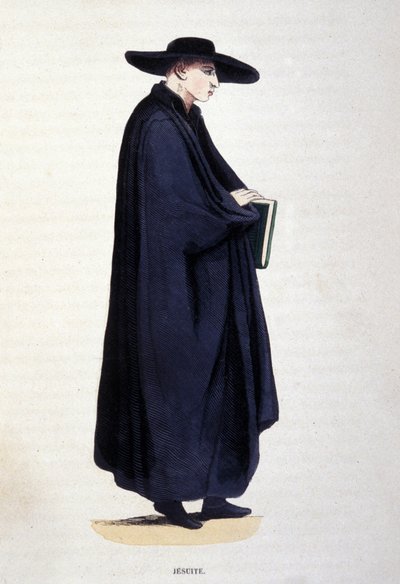 Jesuit. Gravur aus einem Album über religiöse Orden, Paris von Unknown artist