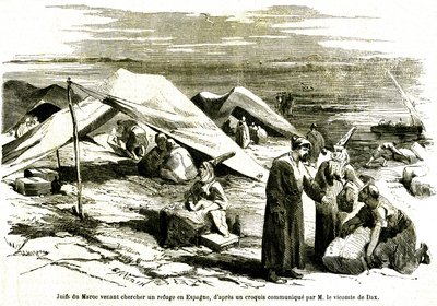 Juden aus Marokko suchen in Algesiras in Spanien Mitte des 19. Jahrhunderts Zuflucht von Unknown artist