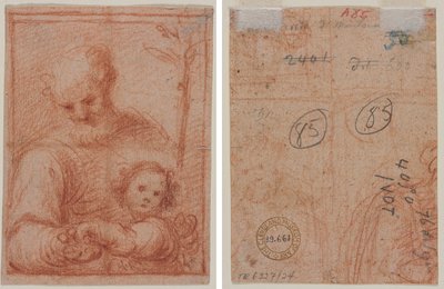 Joseph und Kind (recto); Fragment von zwei Figuren (verso) von Unknown artist