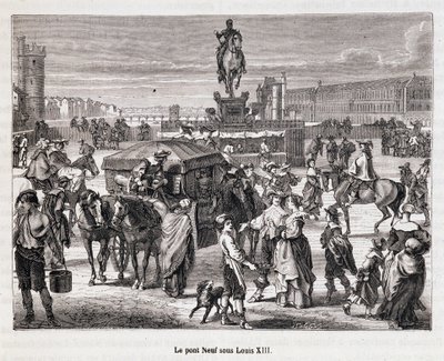 Le Pont Neuf unter Ludwig XIII - Gravur des 19. Jahrhunderts von Unknown artist