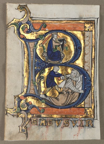 Blatt aus einem Psalter: Initiale B mit König David von Unknown artist