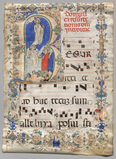 Blatt aus einem Graduale: Historisierte Initiale R: Die Auferstehung (recto) von Unknown artist