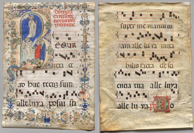 Blatt aus einem Graduale: Historiierte Initiale R: Die Auferstehung (recto) und Initiale D (verso) von Unknown artist