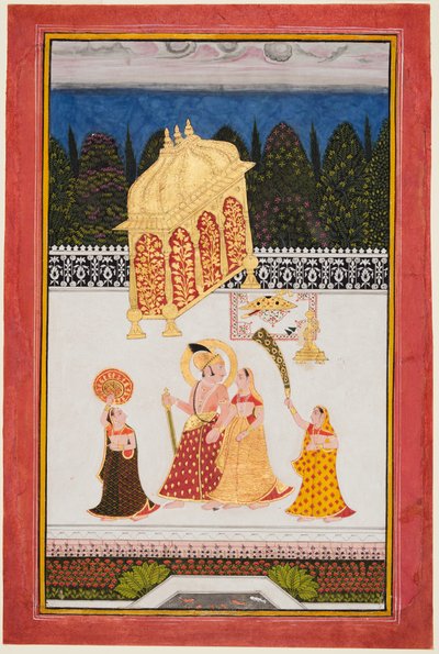 Maharana Ari Singh II von Mewar (r. 1761–73) mit seiner Gemahlin auf einer Terrasse von Unknown artist