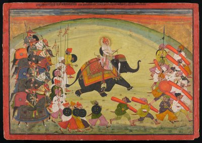 Maharao Guman Singh reitet auf einem Elefanten in der Prozession von Unknown artist