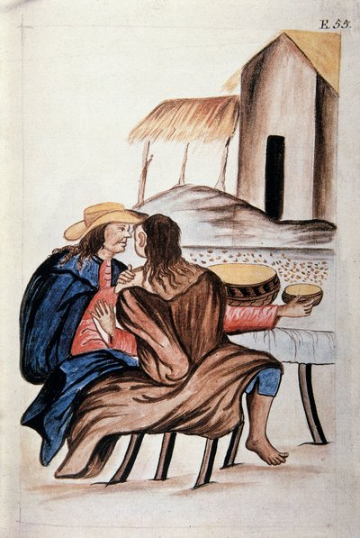 Heiratsvereinbarung zwischen Indianern, aus dem Buch "Trujillo del Peru" oder "Códice Martínez Compañón" von Unknown artist