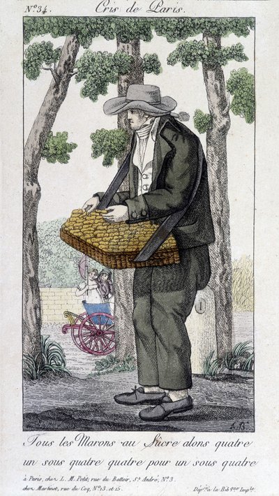 Kastanienhändler mit Zucker - in „Cris de Paris“, Anfang 19. Jahrhundert von Unknown artist
