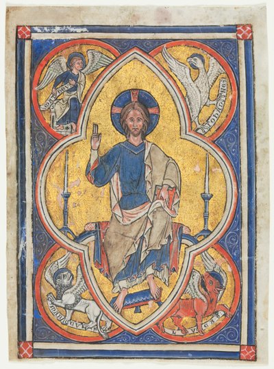Miniatur aus einem Psalter: Christus in Majestät mit Symbolen der vier Evangelisten von Unknown artist