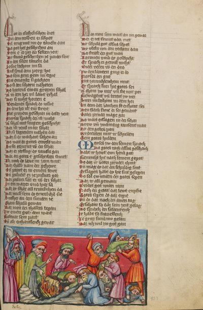 Moses zerbricht die Gesetzestafeln und verbrennt das goldene Kalb von Unknown artist