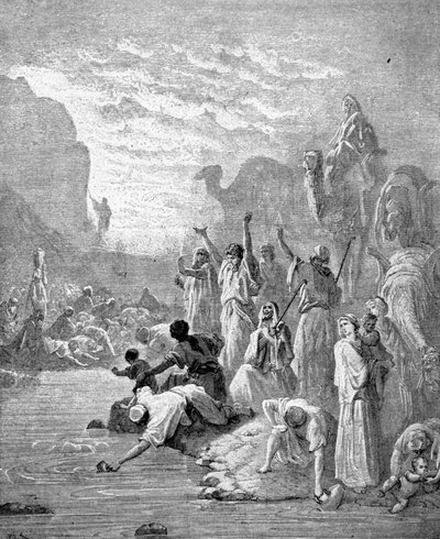 Moses lässt Wasser aus dem Felsen fließen von Unknown artist