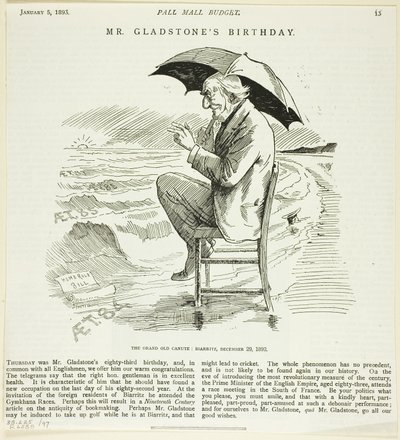 Mr. Gladstones Geburtstag, aus dem Pall Mall Budget von Unknown artist