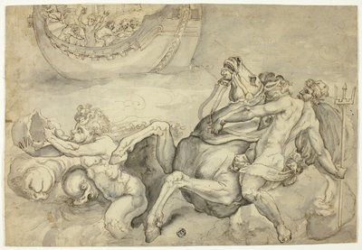 Neptun beruhigt den von Äolus gegen Aeneas entfesselten Sturm ("Quos Ego") von Unknown artist