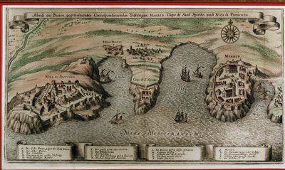 Nizza, Villefranche und Monaco im 17. Jahrhundert (geografischer Ausschnitt) von Unknown artist