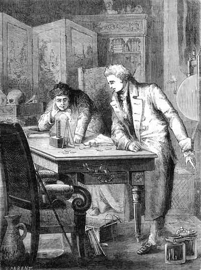 Nicholson und Carlisle zersetzen Wasser durch die Batterie von Volta, London, 2. Mai 1800 von Unknown artist