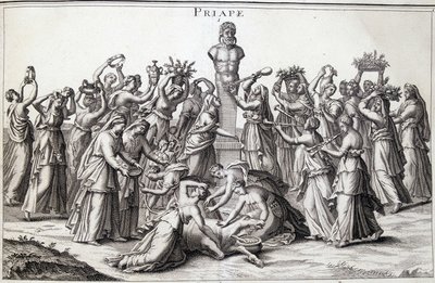 Opfergaben von Frauen an den Gott Priapos, den asiatischen Gott der Fruchtbarkeit, der nach Griechenland kam. Kultstätte von Lampsaque von Unknown artist