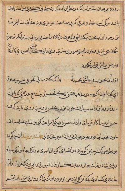 Seite aus Geschichten eines Papageis (Tuti-nama): Textseite von Unknown artist