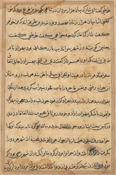 Seite aus Geschichten eines Papageis (Tuti-nama): Textseite von Unknown artist