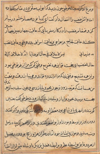 Seite aus Geschichten eines Papageis (Tuti-nama): Textseite von Unknown artist