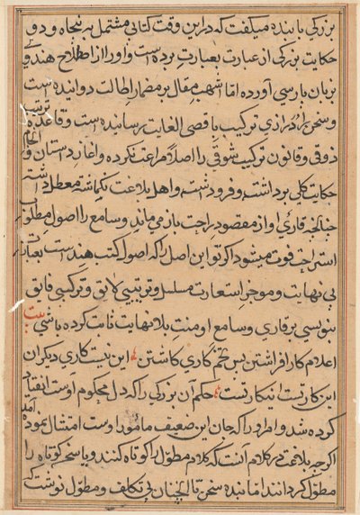 Seite aus Geschichten eines Papageis (Tuti-nama): Textseite von Unknown artist
