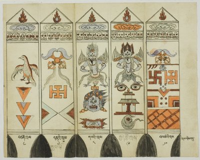 Teil eines zehnteiligen Sets gedruckter Ritualpfähle (Khram Shing) von Unknown artist