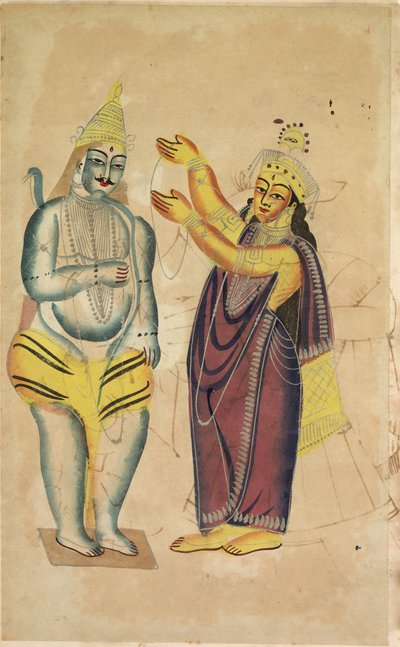 Parvati legt Shiva einen Hochzeitskranz um von Unknown artist