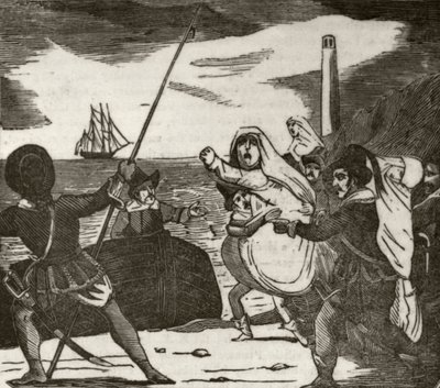 Pierre und seine Gefährten entführen Nonnen aus einem Kloster, ca. 1836 von Unknown artist