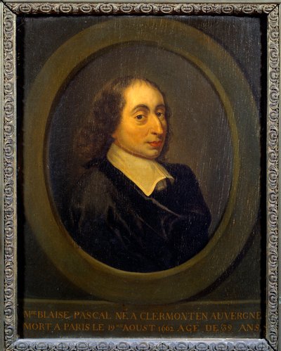 Porträt von Blaise Pascal (1623-1662), französischer Physiker, Mathematiker und Schriftsteller. Anonymes Gemälde. Port Royal, Musee Des Granges von Unknown artist