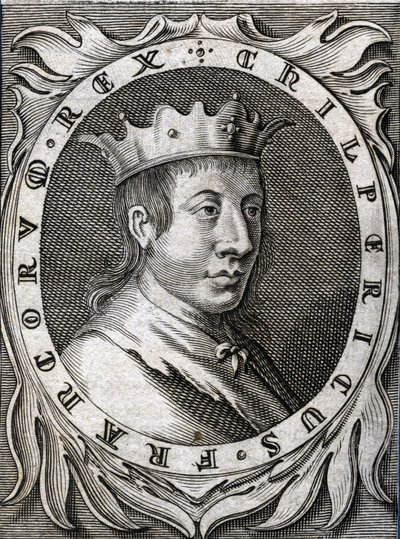 Porträt von Chilperich II. (ca. 670-721), König von Neustrien. Gravur des 18. Jahrhunderts. von Unknown artist