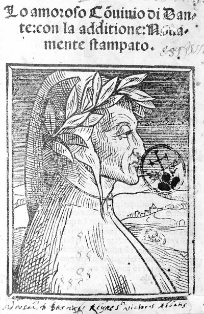 Porträt von Dante Alighieri (1265 - 1321), italienischer Dichter. Frontispiz von „Il Convivio“. von Unknown artist