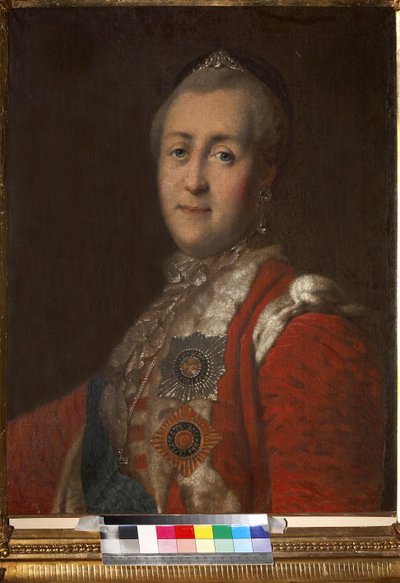 Porträt der Kaiserin Katharina II. (1729-1796), Anonym. Öl auf Leinwand, zweite Hälfte des 18. Jahrhunderts, Staatliches Museum von A.S. Puschkin, Moskau von Unknown artist