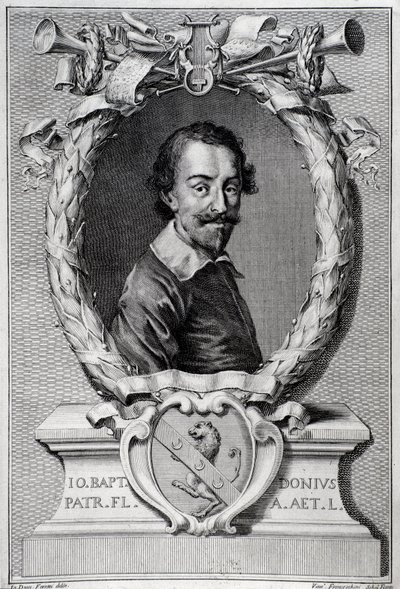Porträt von Giovanni Battista Doni (1596-1647) italienischer Musikwissenschaftler Gravur aus dem Frontispiz von „Lyra Barberini“ von Unknown artist