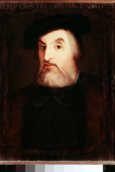Porträt von Hernan Cortes, spanischer Eroberer Mexikos. Anonymes Gemälde. Madrid, Nationalbibliothek. von Unknown artist
