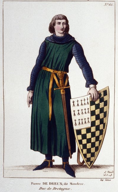 Porträt von Pierre de Dreux, genannt Mauclerc, Herzog im Jahr 1213 (Gravur von 1830) von Unknown artist