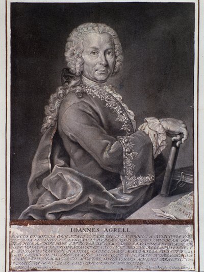 Porträt des schwedischen Komponisten und Violinisten Johan Joachim Agrell (Stich) von Unknown artist