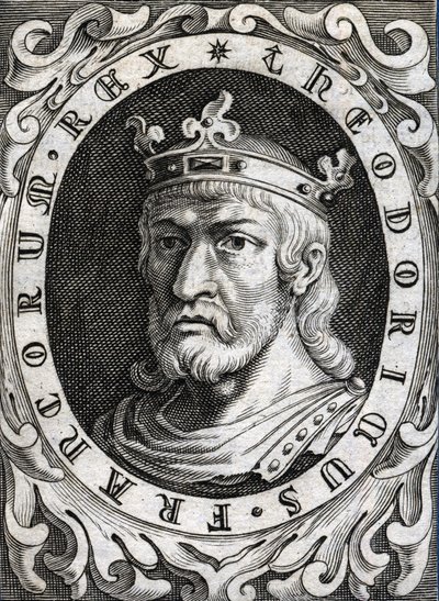Porträt von Thierry II (? - 613), König von Burgund und Austrasien. von Unknown artist