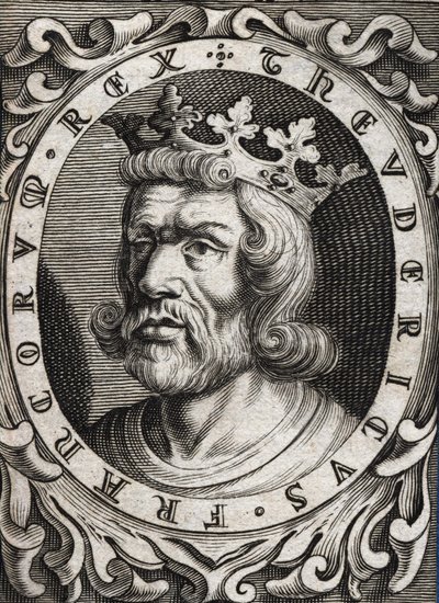 Porträt von Theuderich I. (? - 533), König von Austrasien. Gravur des 18. Jahrhunderts von Unknown artist