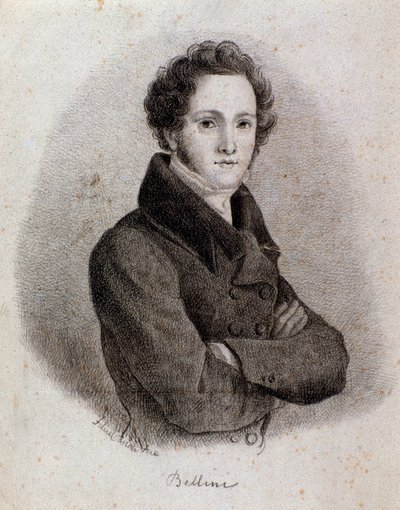 Porträt des italienischen Komponisten Vincenzo Bellini. Gravur. 19. Jahrhundert von Unknown artist