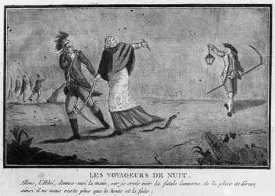 Privilegien: Nachtreisende, ein Abt und ein Adliger fliehen bei Nacht von Unknown artist