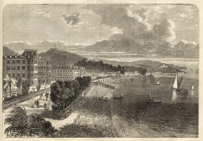Promenade des Anglais in Nizza im Jahr 1866 - Gravur von Unknown artist