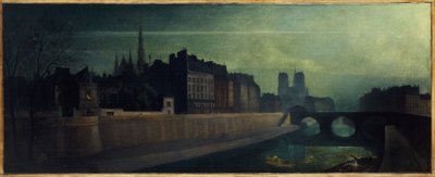 Quai des Orfèvres, Pont Saint-Michel, Notre-Dame, ca. 1860; Nachteffekt, heutiges 1. und 4. Arrondissement, zwischen 1855 und 1865 von Unknown artist