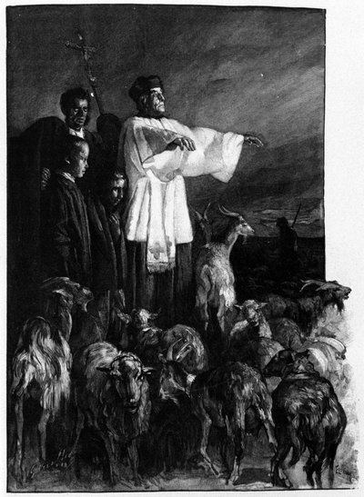 Religiöse Riten: Zeremonie des Exorzismus auf dem Stadtplatz während der Nacht der Himmelfahrt. Sizilien Gravur aus dem 19. Jahrhundert von Unknown artist